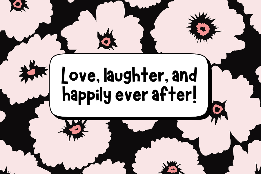 "Love, laughter, and happily ever after!" Card Candles